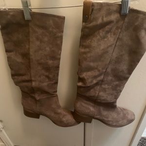 Tan suede tall boots